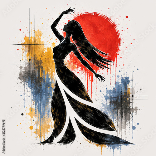 Modern Abstract Woman Silhouette Watercolor Poster