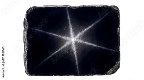 Black gemstone with six-pointed star asterism