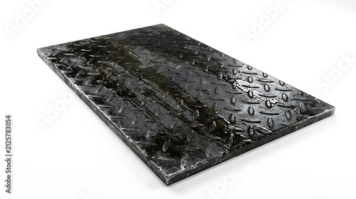 Black industrial diamond plate steel metal sheet.