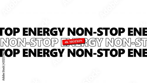 Energy Non Stop kinetic typography video with red motion sticker
