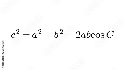 Obraz na płótnie Law Of Cosines, mathematics / physics equation overlay, black transparent 4K
