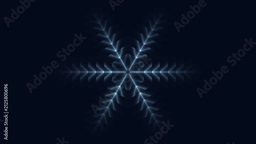Six branch crystal dendrite growing seamless loop, frost snowflake formation macro background