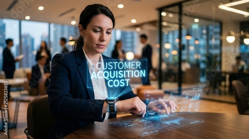Customer acquisition cost smartwatch holographic office, business analytics, finance, marketing strategy