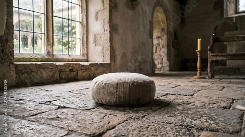 Handwoven Meditation Floor Cushion Inside Quiet Stone Sanctuary