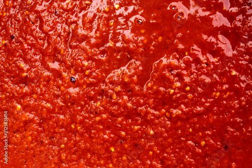 texture and background of spicy red chili sauce