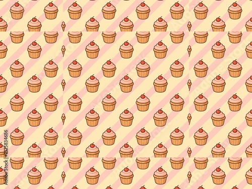 seamless pattern with cup cakes 