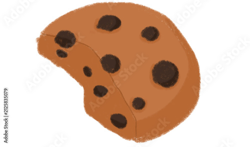 Foto A delicious chocolate chip cookie with a bite taken out showcases its soft, chew