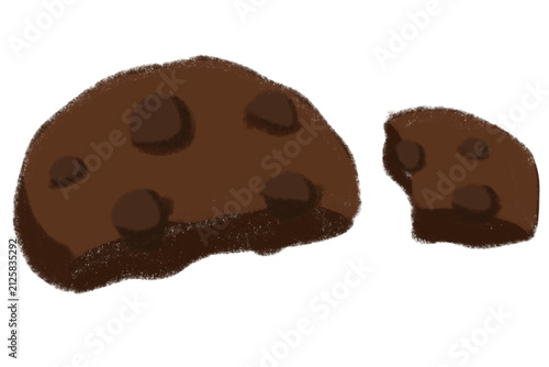 Obraz na płótnie Delicious chocolate cookies with chips, showcasing an appetizing texture and ric