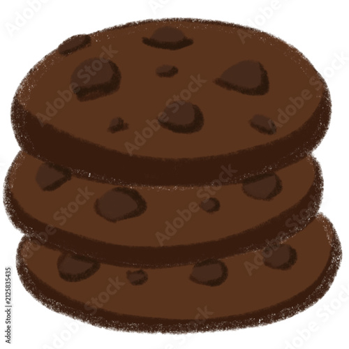 фотографія Indulge in the delightful experience of savoring three stacked chocolate cookies