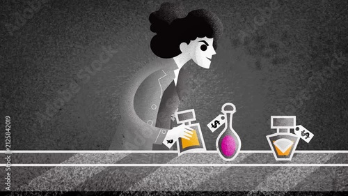 woman with kleptomania compulsively stealing perfumes from a store