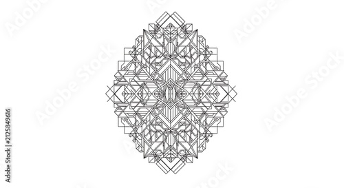 Intricate geometric linear mandala pattern with symmetrical abstract structure