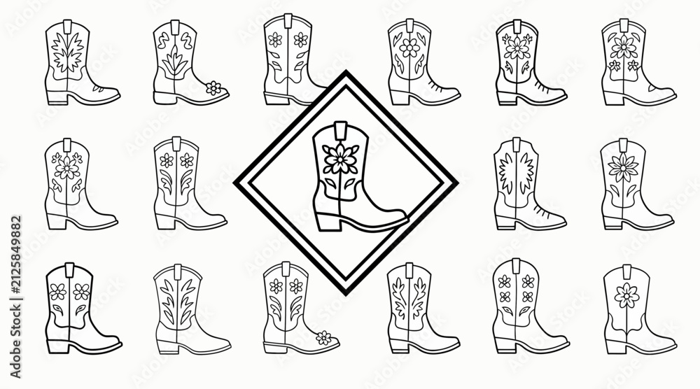 Fototapeta premium cowboy boots collection, western footwear