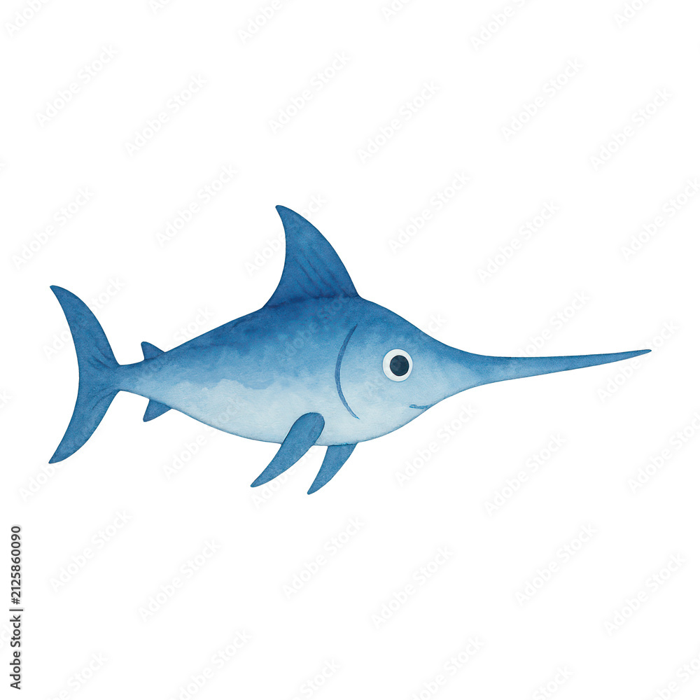 Fototapeta premium PNG Playful swordfish illustration for kids.