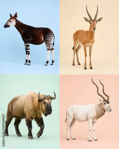 Fototapeta na wymiar Rare Hoofed Animals in a Clean Identification Grid