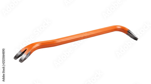Orange metal pry bar construction tool for demolition with construction