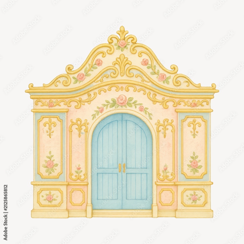Fototapeta premium Ornate pastel architectural illustration
