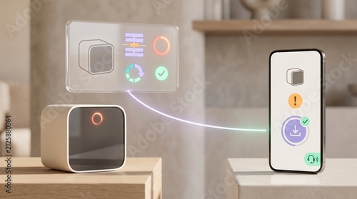 Obraz na płótnie Mobile Phone Pushing Firmware Security Patch Update To Connected Smart Device