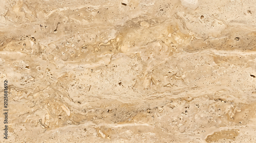 Obraz premium Seamless Beige Travertine Stone Texture Natural Marble Surface Background with Organic Veining Premium Decorative Rock Pattern for Interior Design
