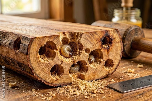The larvae of roundheads burrow into hardwood