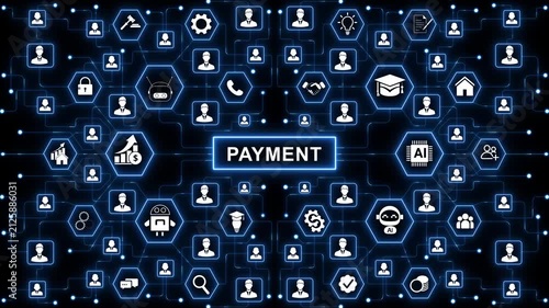 Digital payment concept illustrating secure value exchange, transaction handling and financial connectivity within a modern technology-driven environment. animated off 4k.