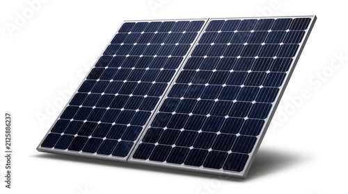 A sleek solar panel on a white background for renewable energy solutions