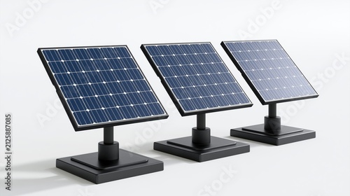 Solar panels on a white background provide a clean, sustainable energy source for a brighter future.