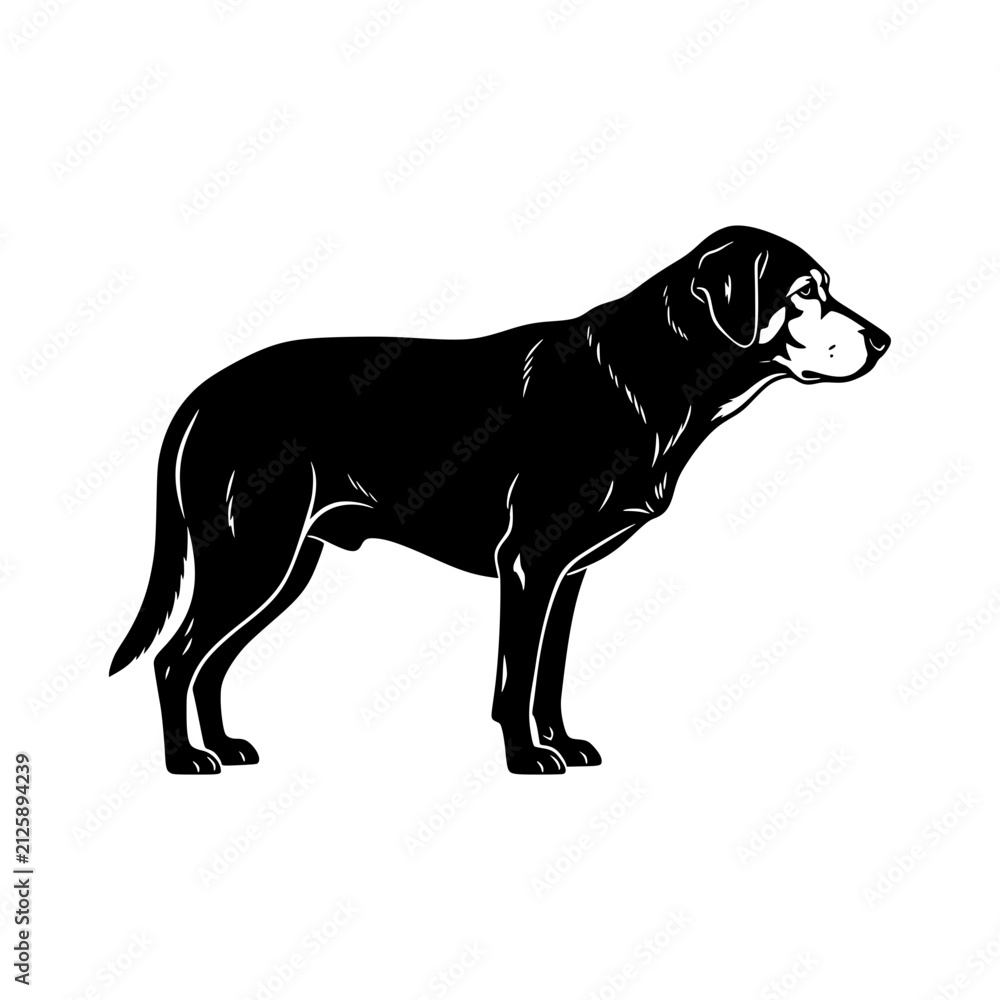Obraz premium Standing black dog silhouette vector illustration
