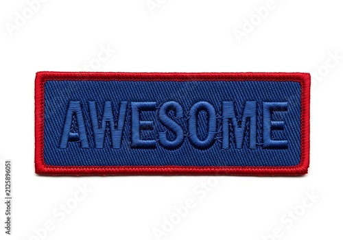 Retro pixel art awesome badge with red border