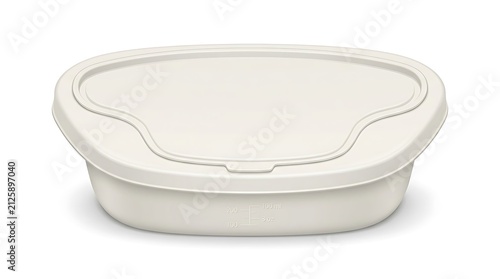 Disposable medical bedpan with lid. Plastic urinal container for patient care and hygiene.