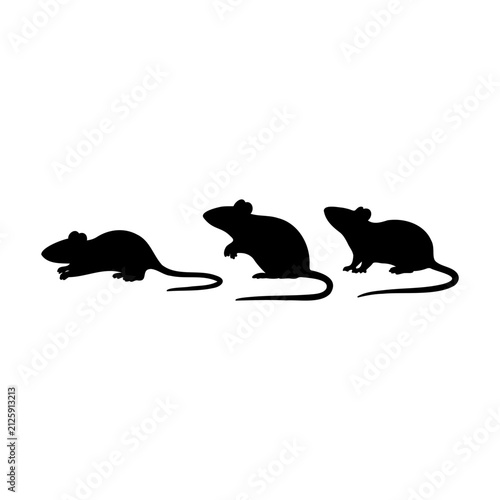 Black mouse silhouettes in various poses with pest control silhouette wildlife