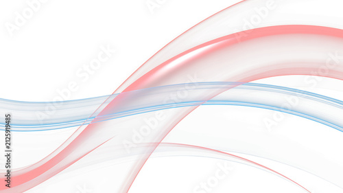 Translucent red and blue flowing waves gently intertwining creating a serene ethereal movement
