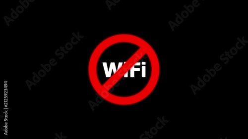 No wi fi symbol warning sign animation, internet connection offline digital network connectivity status