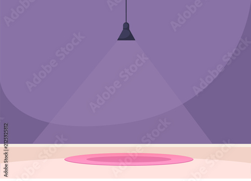 Elegant Pink Room with Purple Curtains, Chandelier and Lamp, Cozy Interior Vector Illustration for Wedding, Luxury Home Decor and Interio