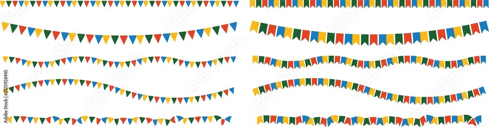 Fototapeta premium Festive Triangle Pennant Banner Flags for Party Event Decoration, Holiday, Gift , celebration 