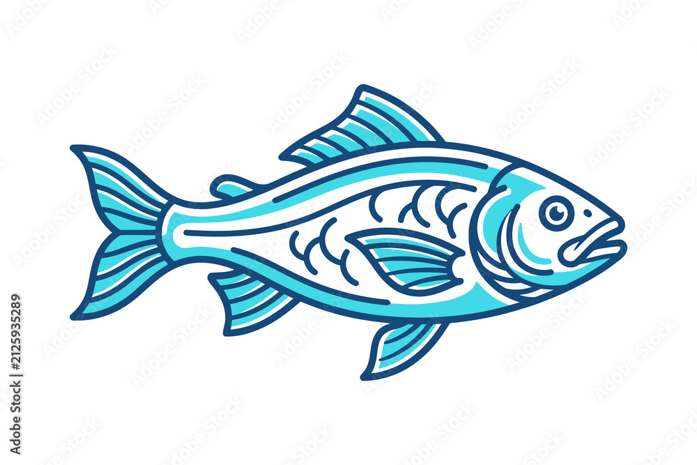 Fototapeta premium Stylized Fish Outline Vector Illustration