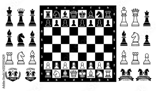 Classic chess board with pieces vector illustration