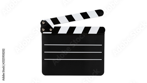 Konstfotografi Black clapperboard with white stripes, isolated on transparent background