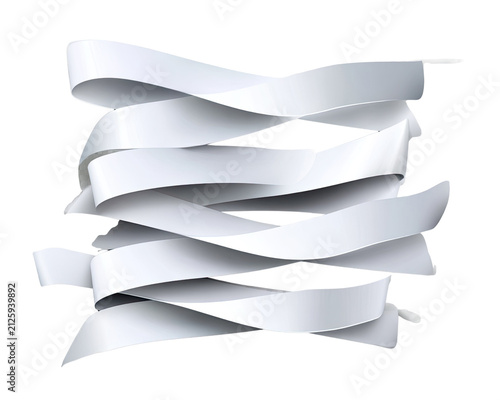 Ribbon Scroll Graphic: A dynamic, layered arrangement of white ribbons, creating a visually engaging graphic element for design projects, invitations, or banners.