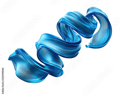 Abstract Blue Swirl: A dynamic, fluid sculpture of vibrant blue material twists and turns in a mesmerizing abstract form against a clean background.