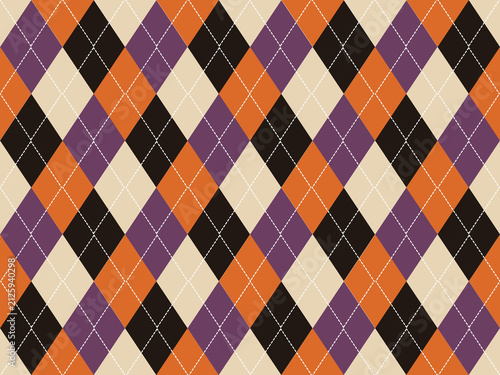 Halloween Argyle Geometric Diamond Pattern in Orange Purple Black and Cream