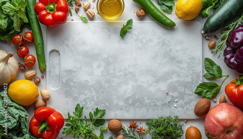 frame with vegetables