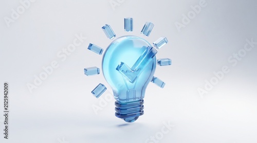 Canvas Print Innovative lightbulb with checkmark symbolizing success and ideas
