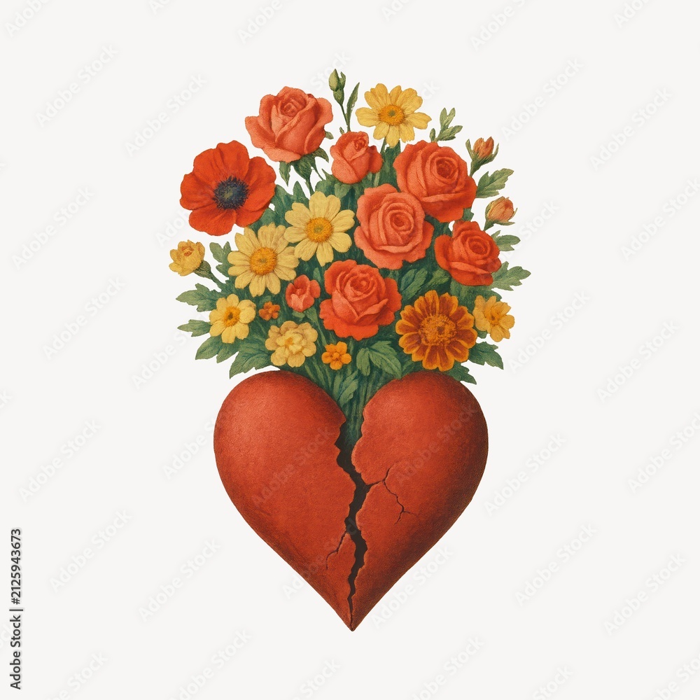 Obraz premium Heart blooming with vibrant flowers.