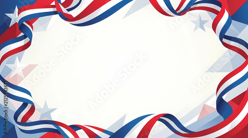 Patriotic American Flag Ribbon Border Design.