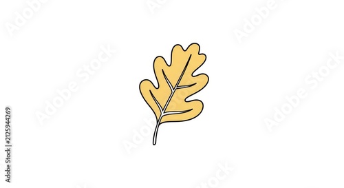 Yellow Oak Leaf Illustration.