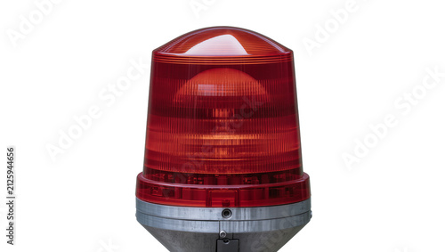 Картината върху платно Red rotating beacon light with ribbed plastic dome, isolated on transparent back