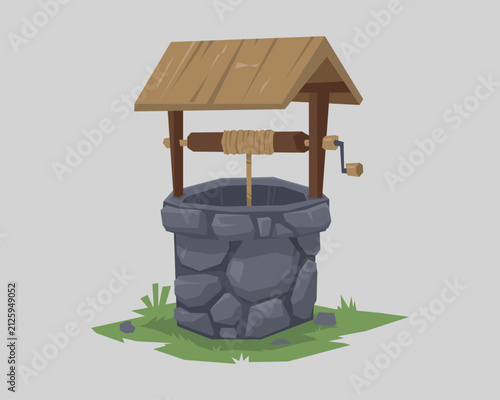 Water well vector illustration. Colorful cartoon flat style.
