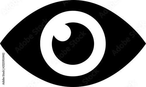 Simple black and white human eye icon isolated on transparent background