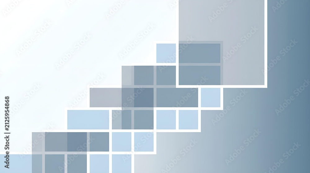 Fototapeta premium Abstract square geometric composition in cool blue and grey tones