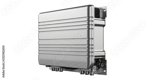Modern Industrial Electronic Device, Outdoor Power Supply Unit, Gray Metal Casing